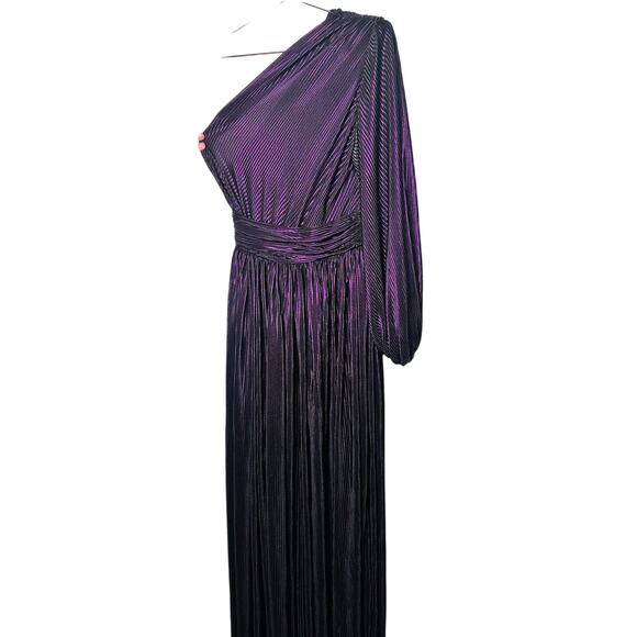 Bronx & Banco Women's Metallic Purple Florence One Shoulder Gown Dress Size XL - Picture 4 of 12